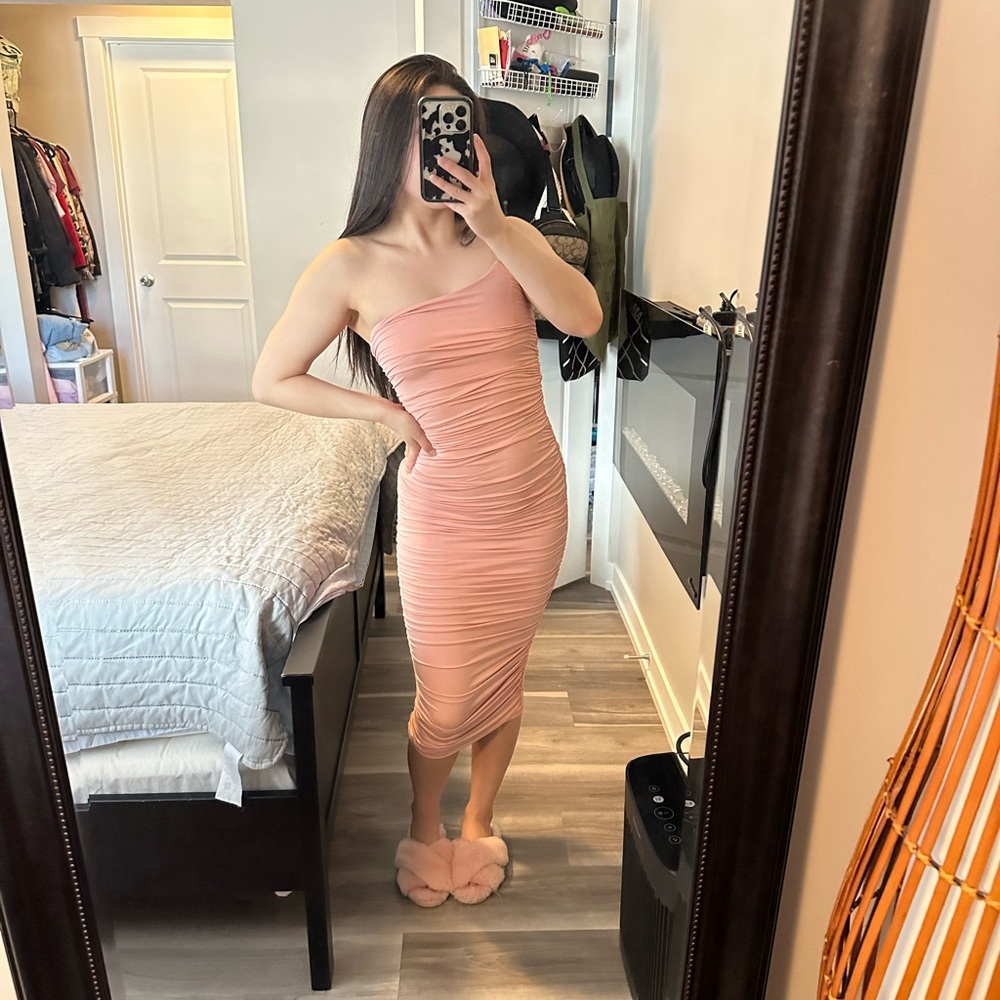 Princess Polly Asymmetrical Pink One-Shoulder MIDI Dress